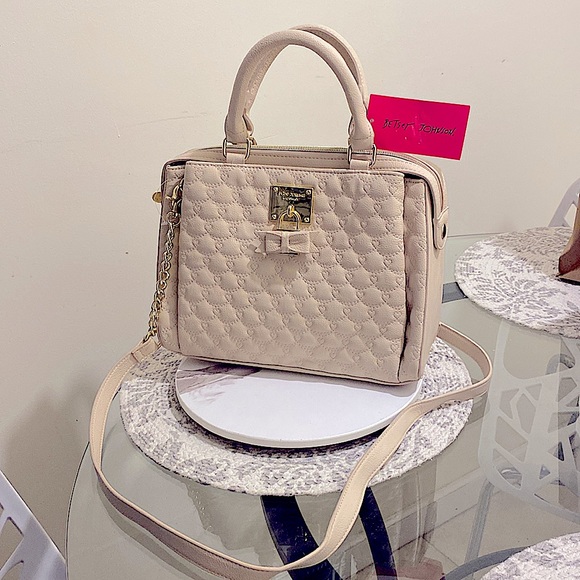 Betsey Johnson Handbags - Betsey Johnson - Cream Satchel Bag with Bow Quilted Triple Entry